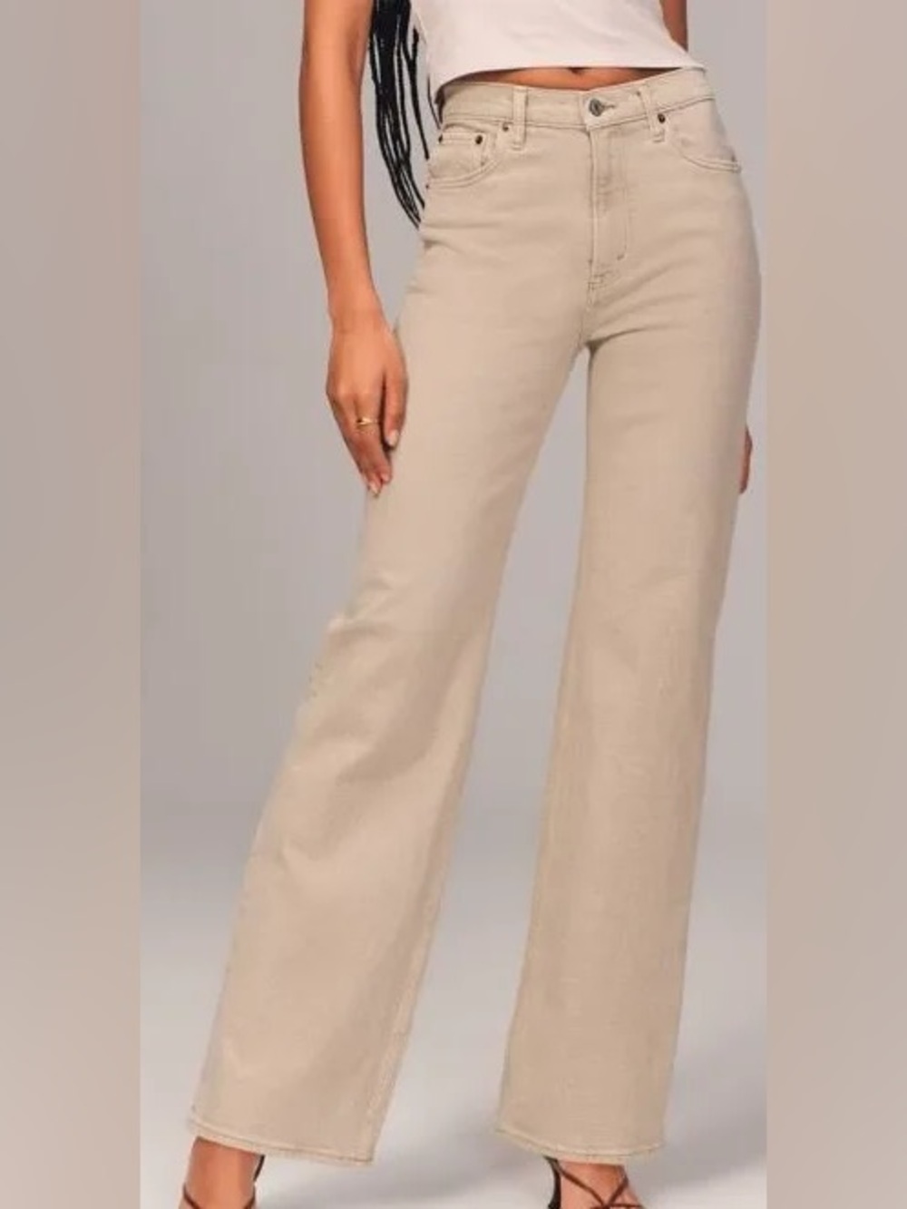 Abercrombie & Fitch 90s ultra high rise Neutral Beige tan Straight-Leg Jeans